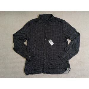 NWT John Varvatos Long Sleeve Shirt Button Up Mens Large Black 100% Viscose